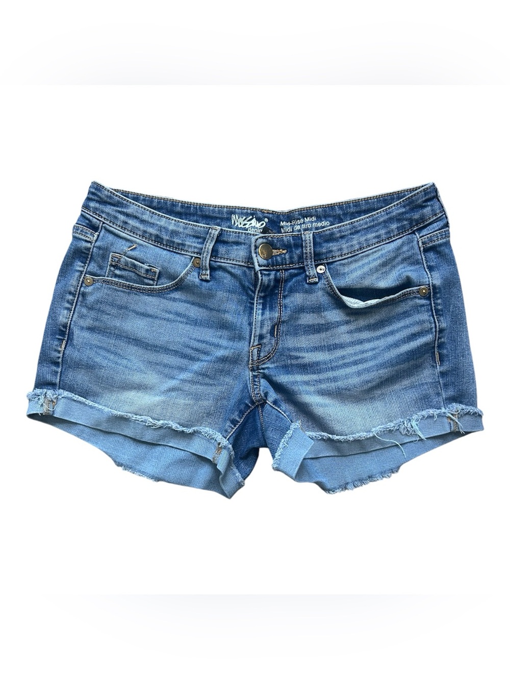 Mossimo Mid-Rise Midi Cutoff Denim Shorts size 4